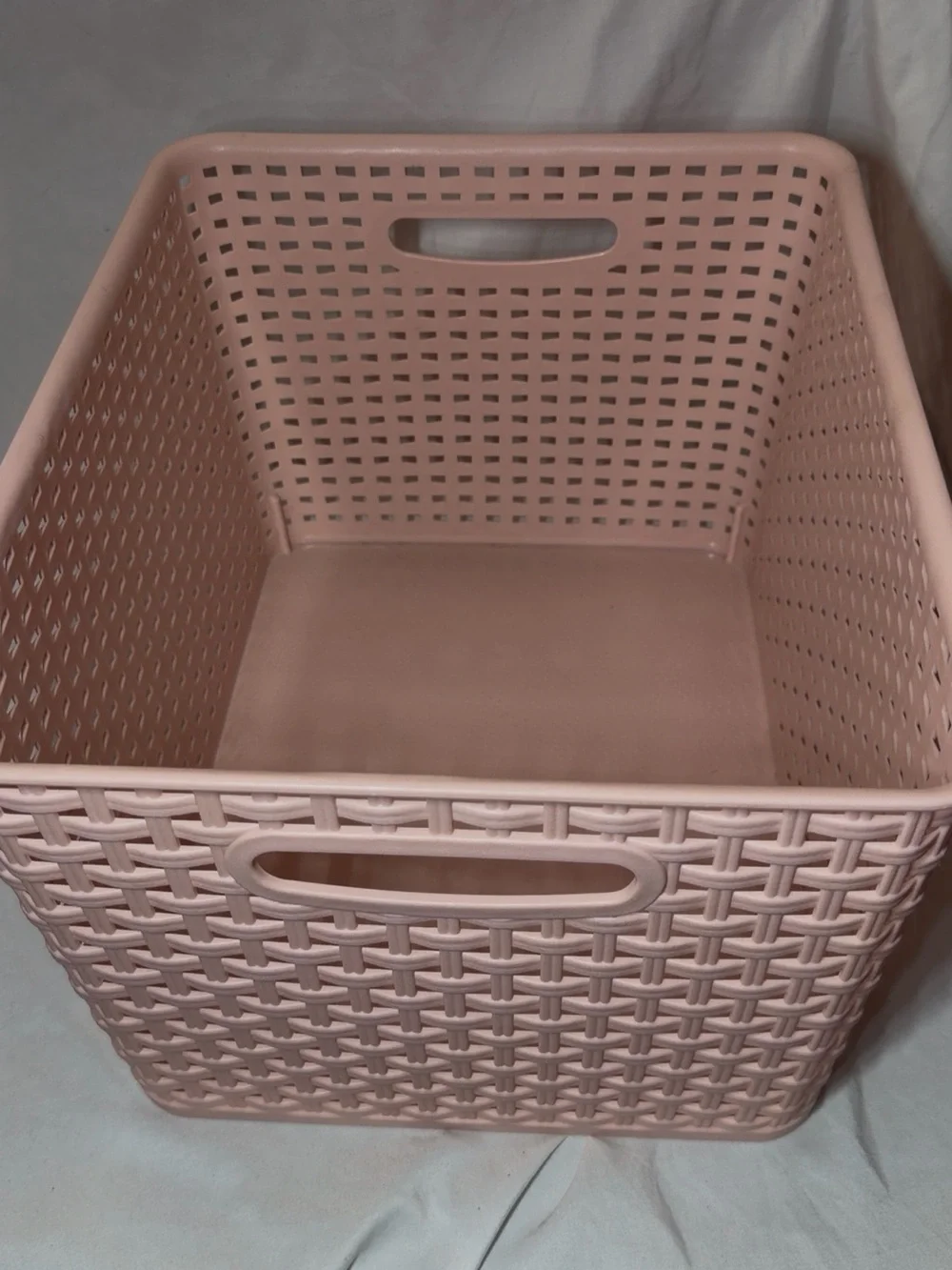 The Spring Shop Blush Pink Woven Plastic Storage Bin